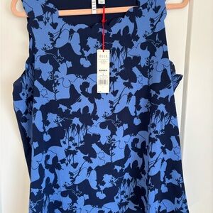 Elle Women's Blue Floral Sleeveless Blouse